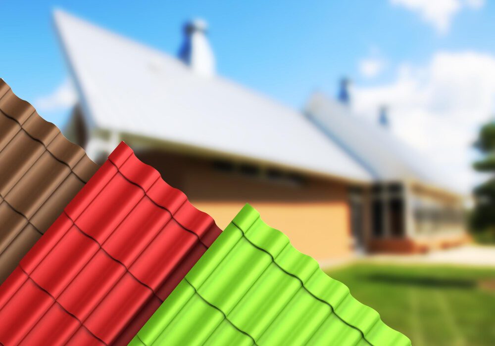 Tuiles colorées devant une maison moderne